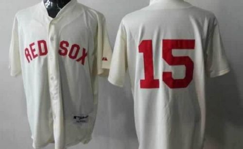 Red Sox #15 Dustin Pedroia Cream Cool Base Stitched Jersey - Zenithce
