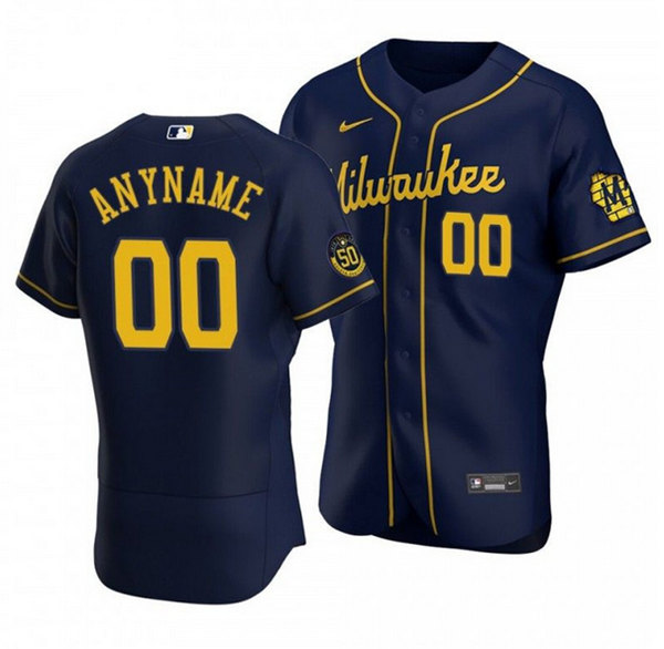Milwaukee Brewers Customized Navy Flex Base Stitched Jersey - Zenithce