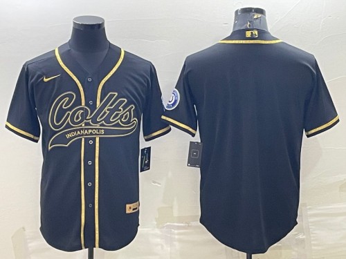 Indianapolis Colts Blank Black Gold With Patch Cool Base Stitched Baseball Jersey - Zenithce