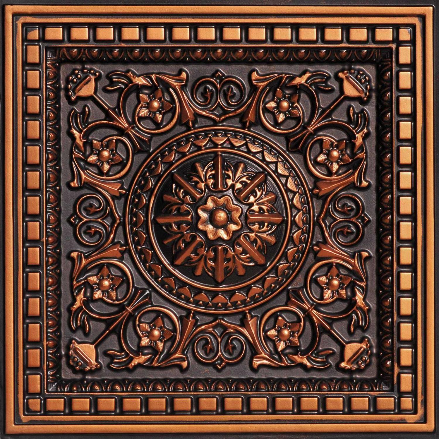 From Plain To Beautiful In Hours Da Vinci 2 ft. x 2 ft. PVC Lay-in Ceiling Tile in Antique Gold - Zenithce