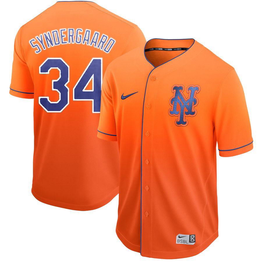 New York Mets #34 Noah Syndergaard Orange Fade Stitched Jersey - Zenithce