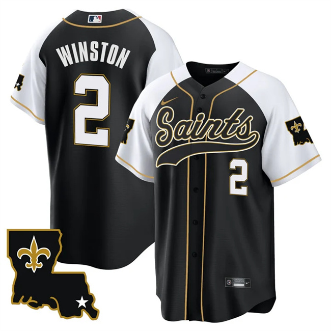 New Orleans Saints #2 Jameis Winston Black White 1987 Legacy Cool Base Stitched Jersey - Zenithce