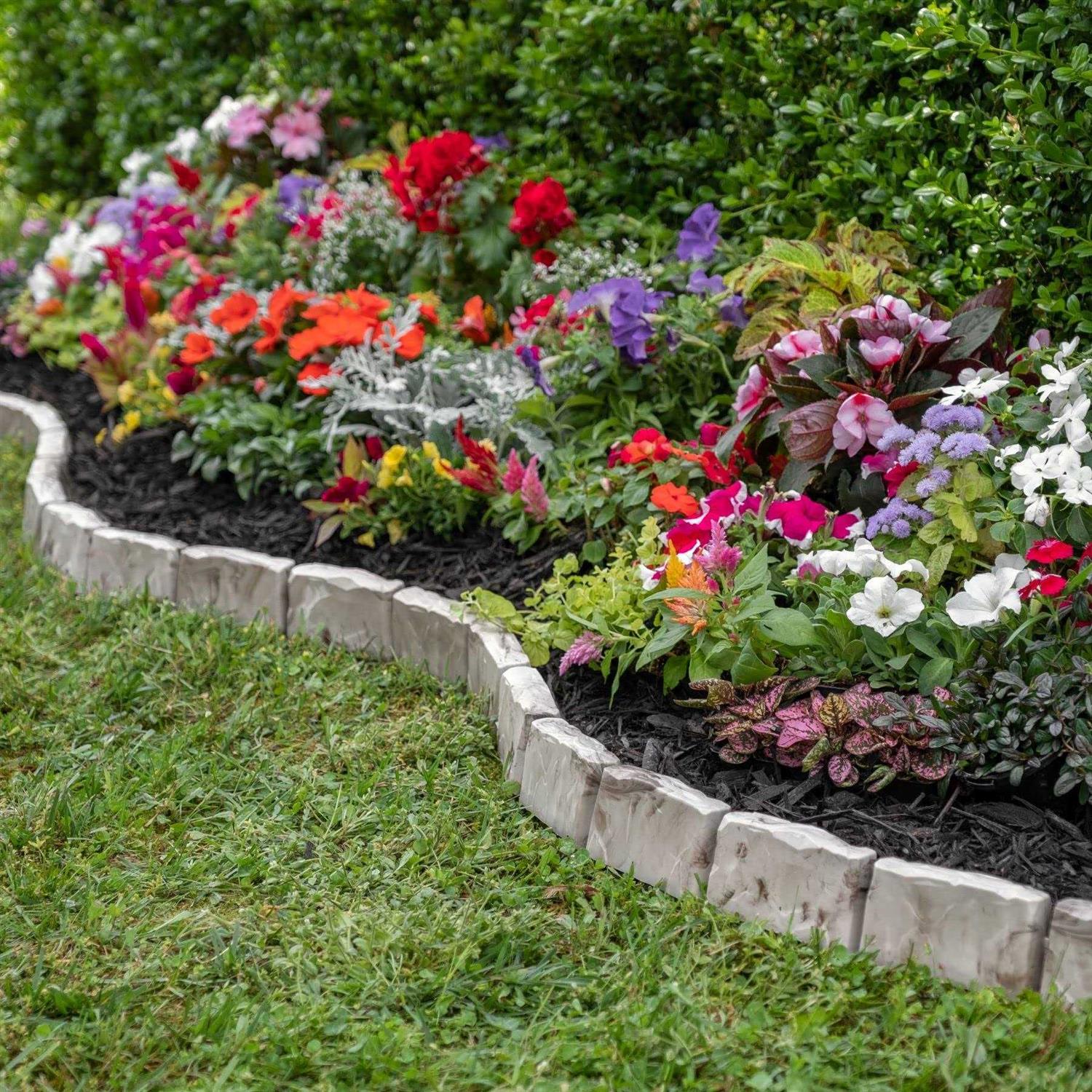 ProFlex Decorative Faux Stone 90 ft. x 2.7 Gray Plastic No-Dig Landscape Edging Kit - Zenithce