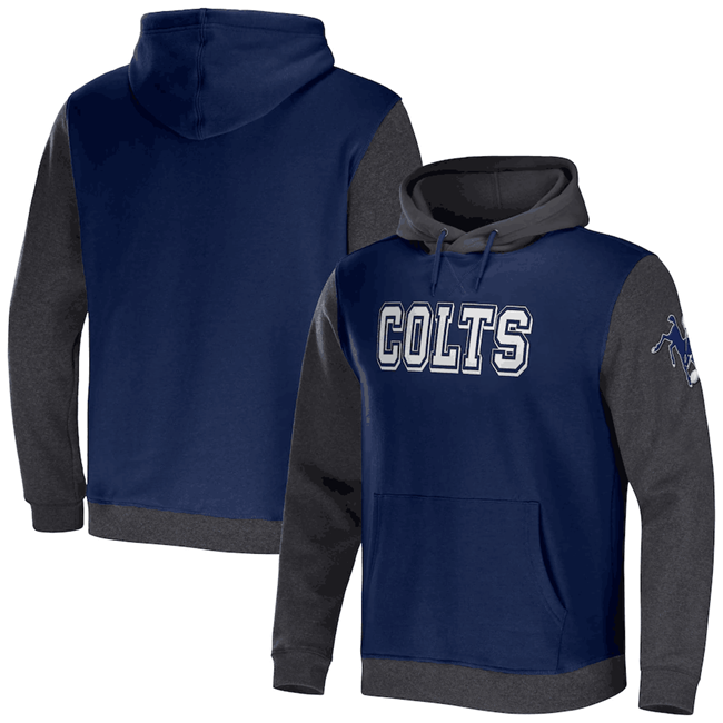 Indianapolis Colts X Darius Rucker Collection Navy Heather Charcoal Colorblock Pullover Hoodie - Zenithce