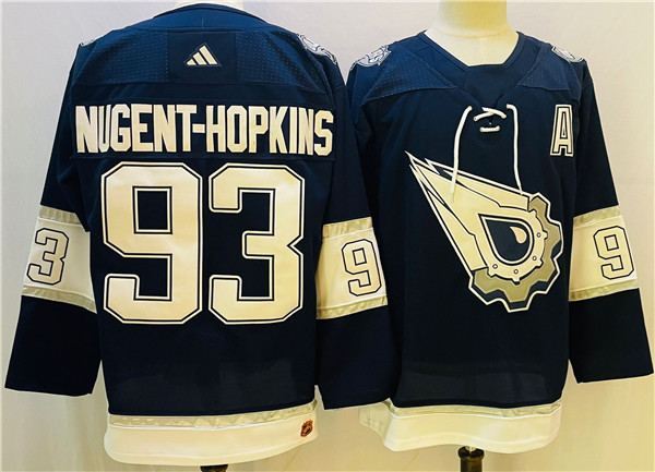 Edmonton Oilers #93 Ryan Nugent-Hopkins Navy White Stitched Jersey - Zenithce