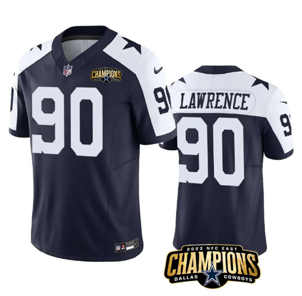 Dallas Cowboys #90 DeMarcus Lawrence Navy White 2023 F.U.S.E. NFC East Champions Patch Stitched Jersey - Zenithce