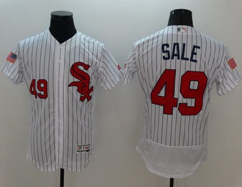White Sox #49 Chris Sale White(Black Strip) Fashion Stars Stripes Flexbase Authentic Stitched Jersey - Zenithce