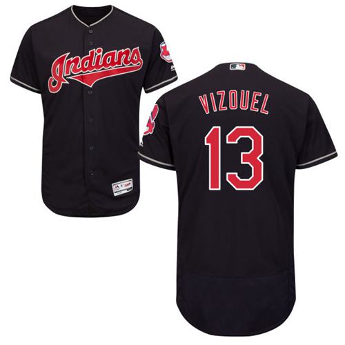 Indians #13 Omar Vizquel Navy Blue Flexbase Authentic Collection Stitched Jersey - Zenithce