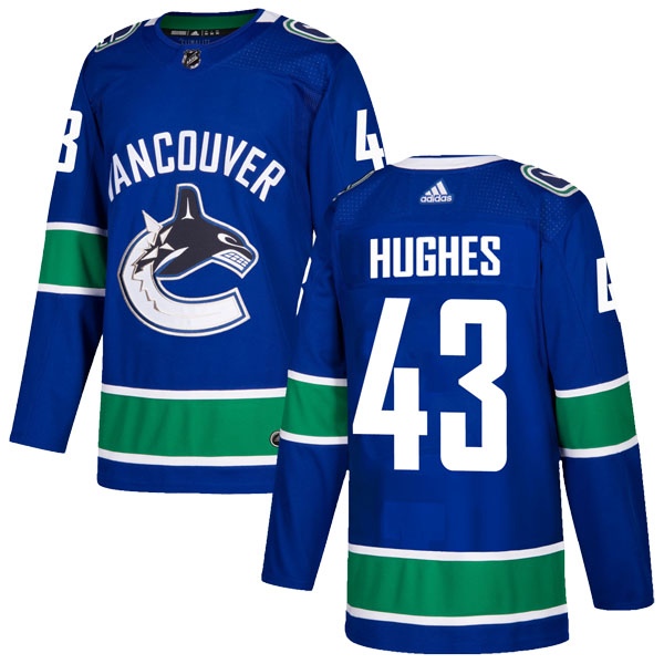 Vancouver Canucks #43 Quinn Hughes Blue Stitched Adidas Jersey - Zenithce