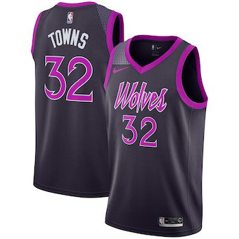 Minnesota Timberwolves #32 Karl-Anthony Towns Purple 2019 Swingman Jersey City Edition - Zenithce