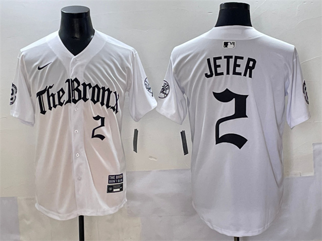 New York Yankees #2 Derek Jeter White 'Gothic Legacy Edition' Vapor Premier Limited Stitched Jersey - Zenithce
