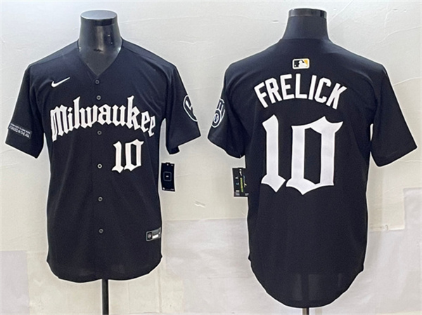 Milwaukee Brewers #10 Sal Frelick Black 'Gothic 414 Shadows Edition' Vapor Premier Limited Stitched Jersey - Zenithce