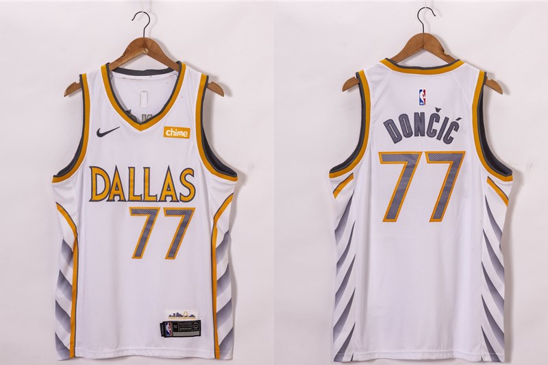 Dallas Mavericks #77 Luka Doncic White 2021 City Edition Swingman Jersey With NEW Sponsor Logo - Zenithce