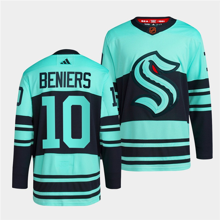 Seattle Kraken #10 Matty Beniers Ice Blue 2022-23 Reverse Retro Stitched Jersey - Zenithce