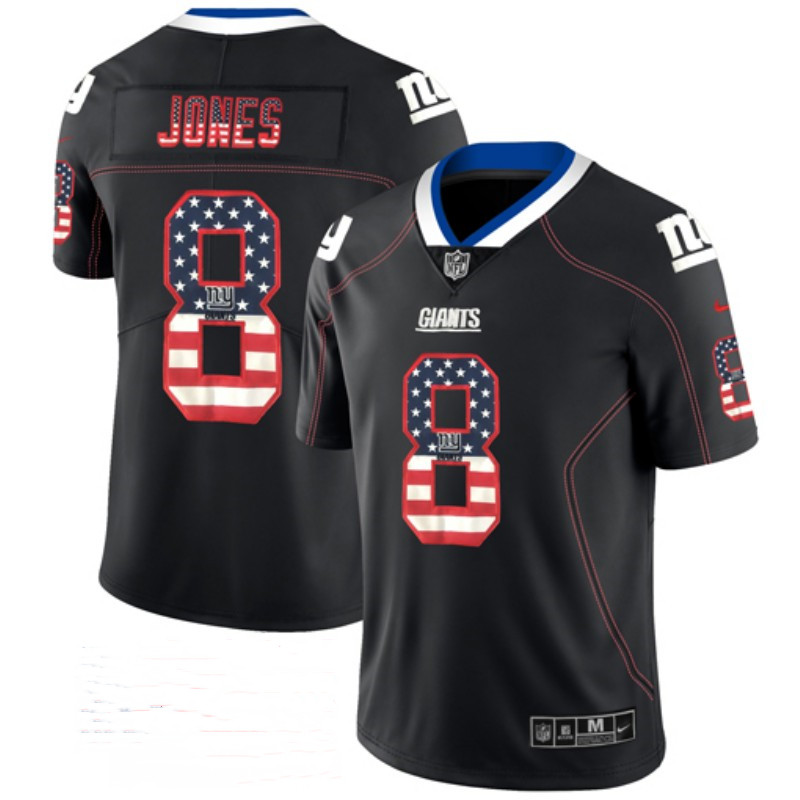 New York Giants #8 Daniel Jones Black USA Flag Color Rush Limited Fashion Stitched Jersey - Zenithce