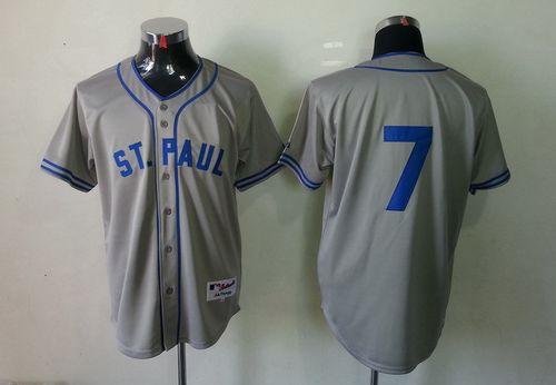 Twins #7 Joe Mauer Grey 1948 St. Paul Saints Turn Back The Clock Stitched Jersey - Zenithce