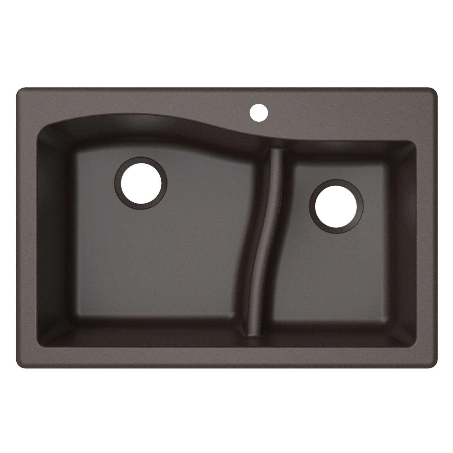 Kraus Quarza 33 Dual Mount 60/40 Double Bowl Granite Kitchen Sink KGD-442 - Zenithce