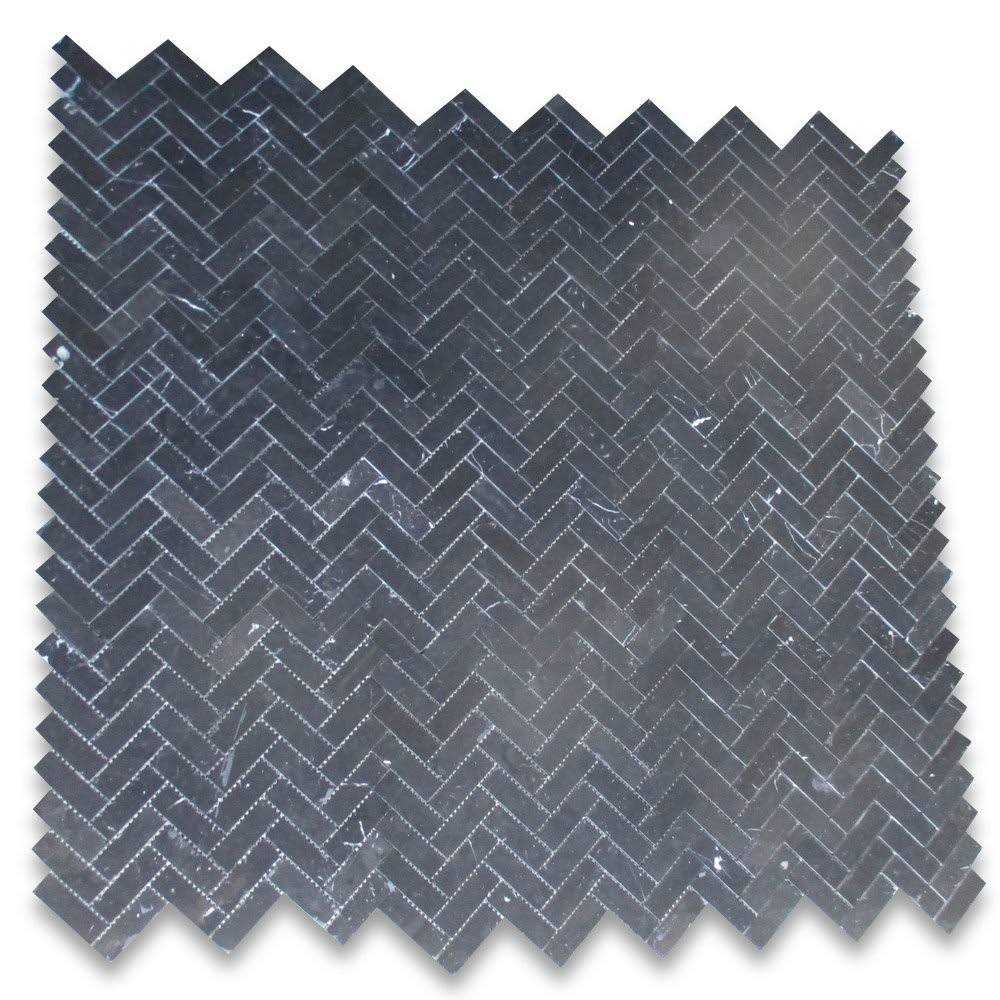 Marble Online Bardiglio Gray Marble Herringbone Mosaic Tile - Zenithce