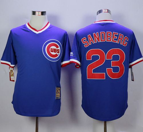 Cubs #23 Ryne Sandberg Blue Cooperstown Stitched Jersey - Zenithce