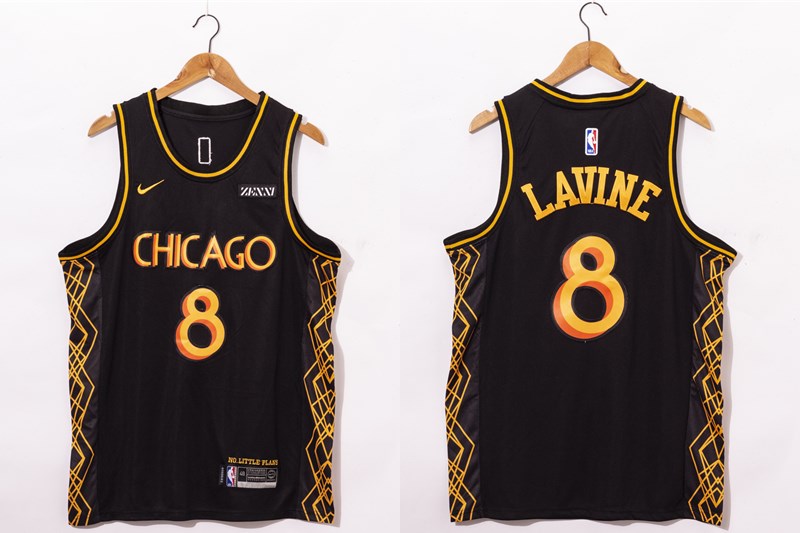 Chicago Bulls #8 Zach LaVine NEW Black 2021 Swingman City Edition Jersey - Zenithce