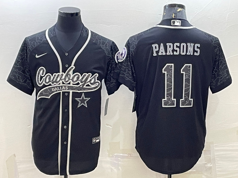 Dallas Cowboys #11 Micah Parsons Black Reflective With Patch Cool Base Stitched Baseball Jersey - Zenithce