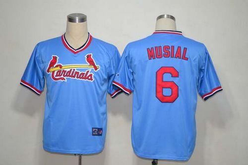 Mitchell And Ness Cardinals #6 Stan Musial Light Blue Throwback Stitched Jersey - Zenithce
