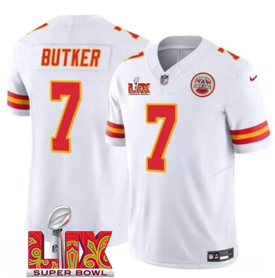 Kansas City Chiefs #7 Harrison Butker White 2025 F.U.S.E. Super Bowl LIX Patch Vapor Untouchable Limited Stitched Jersey - Zenithce