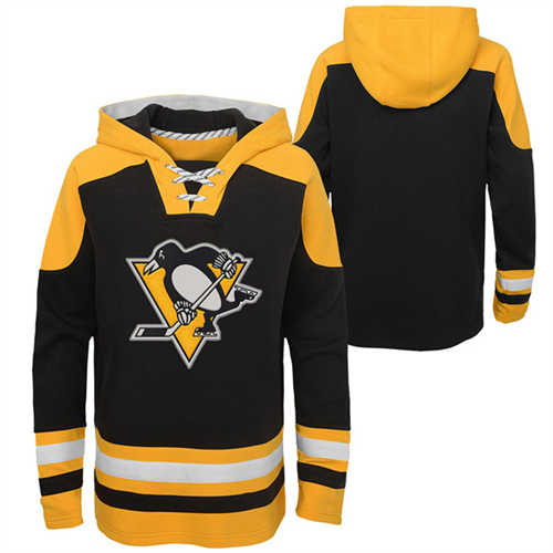 Pittsburgh Penguins Black Ageless Must-Have Lace-Up Pullover Hoodie - Zenithce