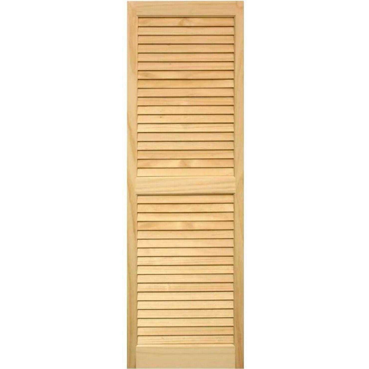 Pinecroft Dixieland Louvered Solid Core Unfinished Pine 42 in. Interior Cafe Door with Hardware - Zenithce