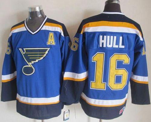 Blues #16 Brett Hull Light Blue CCM Throwback Stitched Jersey - Zenithce