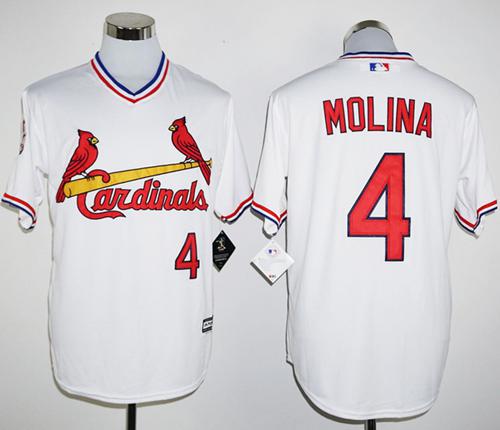 Cardinals #4 Yadier Molina White New Cool Base Cooperstown Stitched Jersey - Zenithce