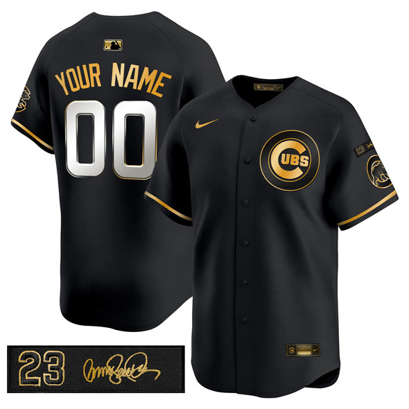 Chicago Cubs Custom Black Gold 'Ryne Sandberg Tribute' Vapor Limited V3 Stitched Jersey - Zenithce
