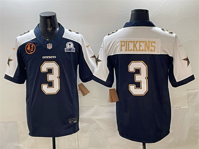 Dallas Cowboys #3 George pickens Navy F.U.S.E. With John Madden Patch Established In 1960 Patch Thanksgiving Vapor Limited Stitched Jersey - Zenithce