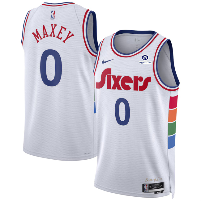 Philadelphia 76ers #0 Tyrese Maxey White 2024-25 City Edition Stitched Jersey - Zenithce