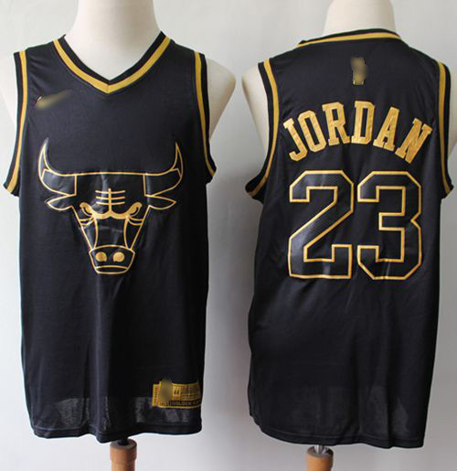 Bulls #23 Michael Jordan Black Gold Swingman Limited Edition Jersey - Zenithce