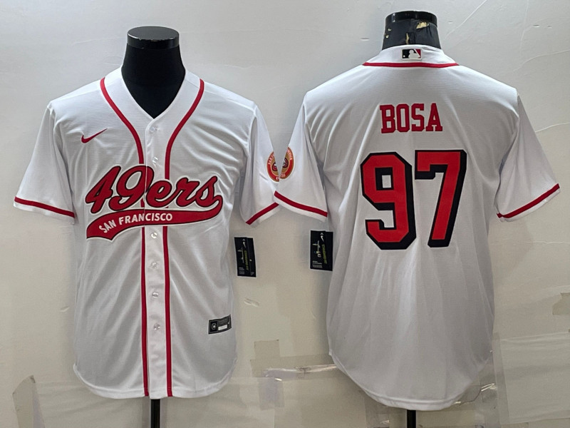 San Francisco 49ers #97 Nick Bosa New White With Patch Cool Base Stitched Jersey - Zenithce