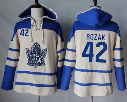 Maple Leafs #42 Tyler Bozak Cream Sawyer Hooded Sweatshirt Stitched Jersey - Zenithce