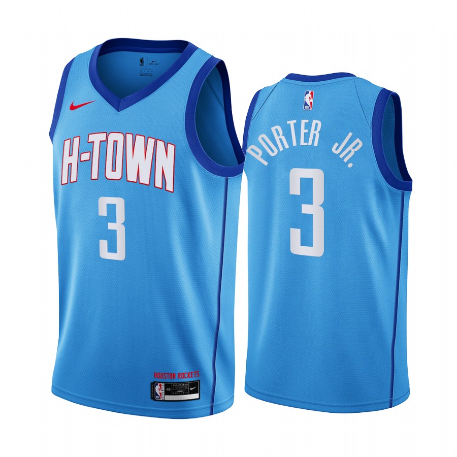Rockets #3 Kevin Porter Jr. Blue Swingman 2020-21 City Edition Jersey - Zenithce