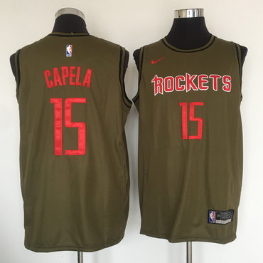Houston Rockets #15 Clint Cepela Olive Swingman Jersey - Zenithce