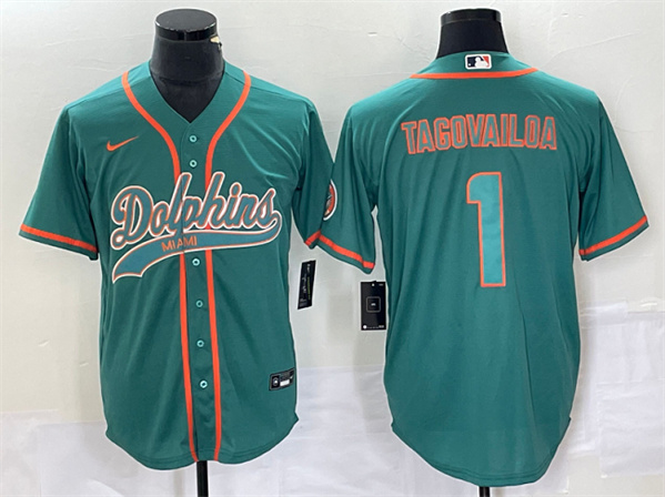 Miami Dolphins #1 Tua Tagovailoa Aqua Cool Base Stitched Jersey - Zenithce