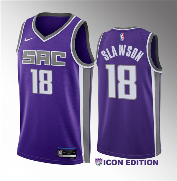 Sacramento Kings #18 Jalen Slawson Purple 2023 Draft Icon Edition Stitched Jersey - Zenithce