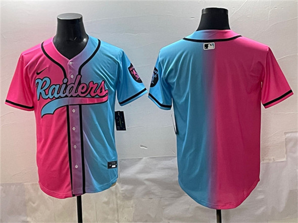 Las Vegas Raiders Blank Pink Blue Limited Stitched Jersey - Zenithce