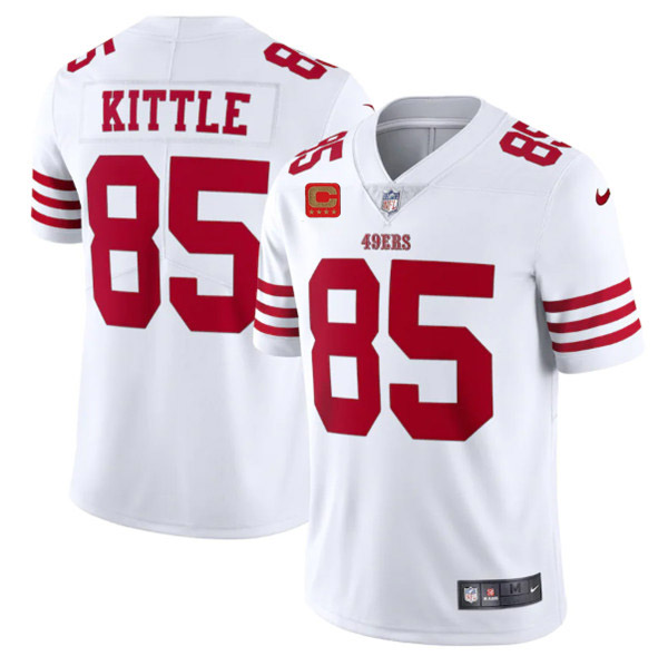 San Francisco 49ers 2022 #85 George Kittle White New Scarlet With 4-Star C Patch Vapor Untouchable Limited Stitched Football Jersey - Zenithce