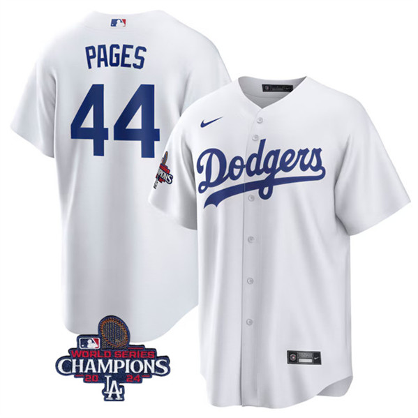 Los Angeles Dodgers #44 Andy Pages White 2024 World Series Champions Cool Base Stitched Jersey - Zenithce