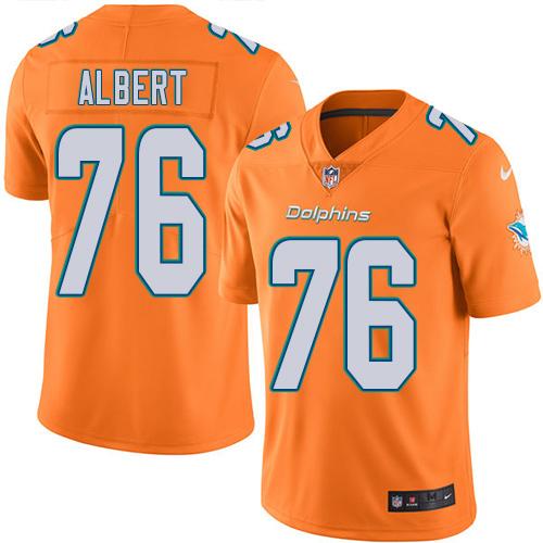 Dolphins #76 Branden Albert Orange Stitched Limited Rush Nike Jersey - Zenithce