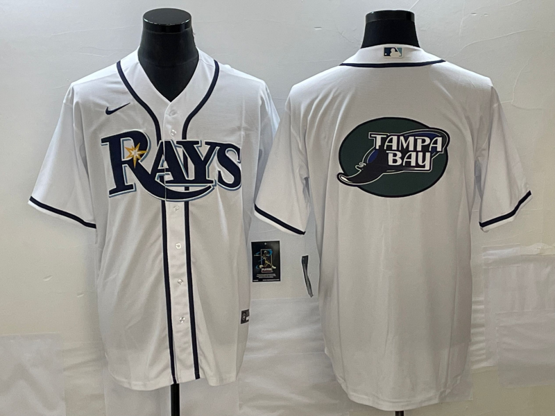 Tampa Bay Rays White Team Big Logo Cool Base Stitched Jersey - Zenithce