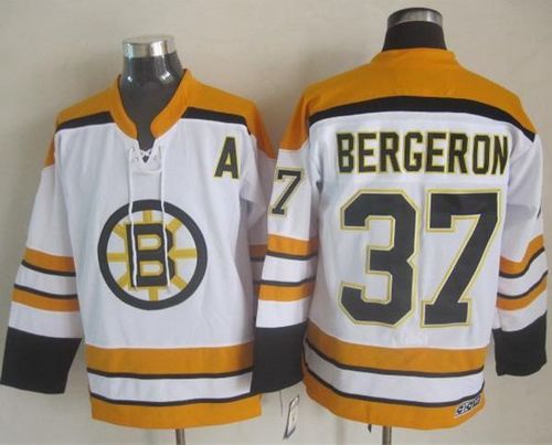 Bruins #37 Patrice Bergeron White CCM Throwback Stitched Jersey - Zenithce