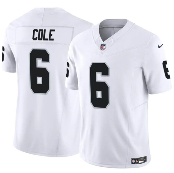 Las Vegas Raiders #6 A.J. Cole White 2025 F.U.S.E. Vapor Untouchable Limited Stitched Jersey - Zenithce