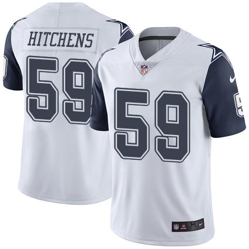 Cowboys #59 Anthony Hitchens White Stitched Limited Rush Nike Jersey - Zenithce