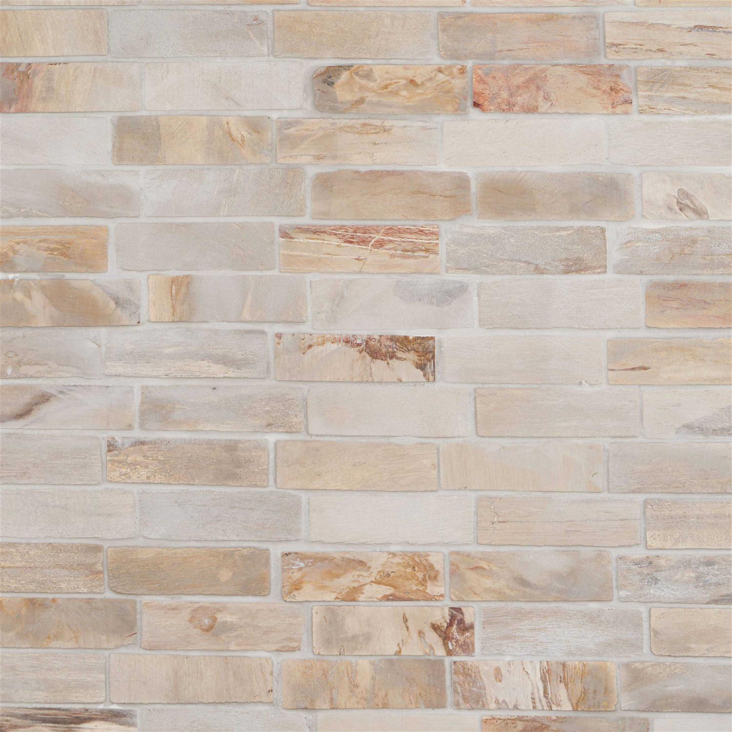 Dixiewood Basketweave Brown 12 x 12 Petrified Wood Floor and Wall Mosaic Tile Ivy Hill Tile - Zenithce